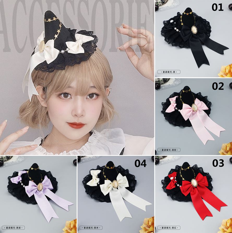 5色 ゴシック 魔法少女 ヘアクリップ レースのリボン ヘア