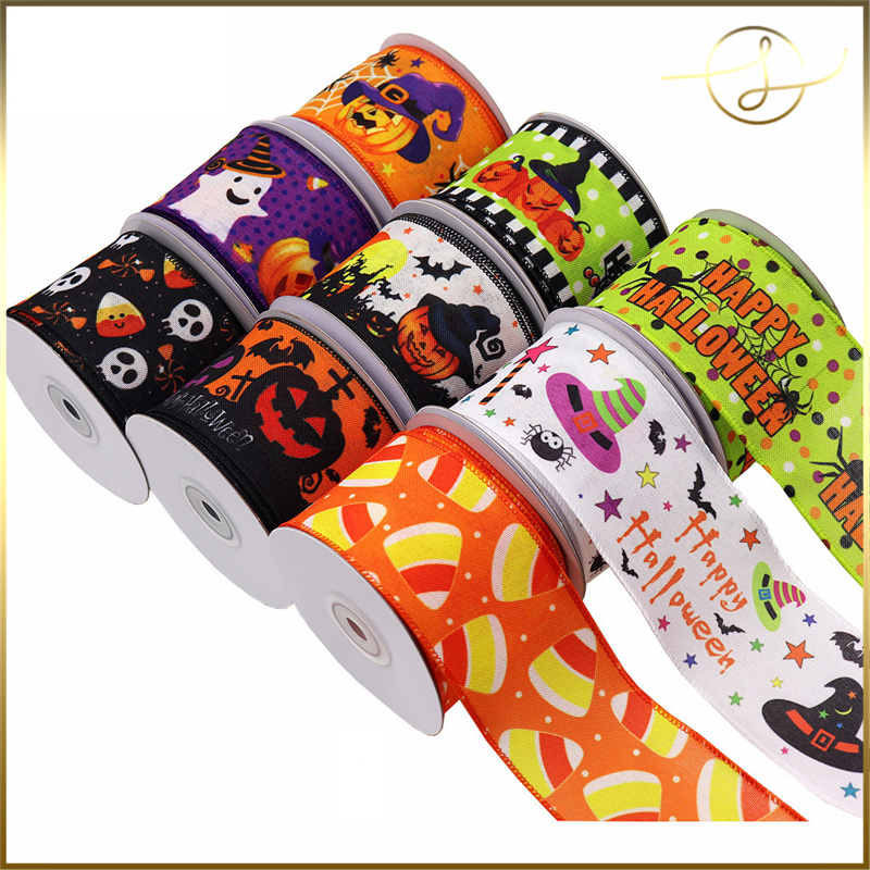 【9種】ハロウィンリボンテープ  かぼちゃ 幽霊 どんぐり ラッピング プレゼント ギフト 布小物 手芸材料