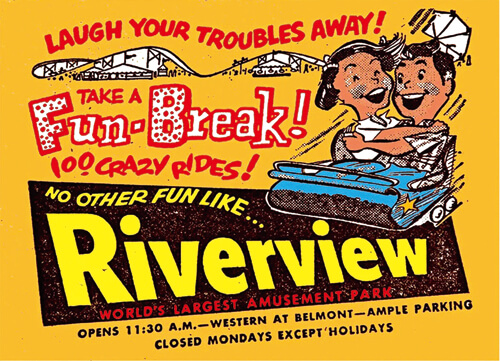 ポスター Riverview 20×14インチ ヴィンテージ アドバタイジング モーター レーシング アメリカン