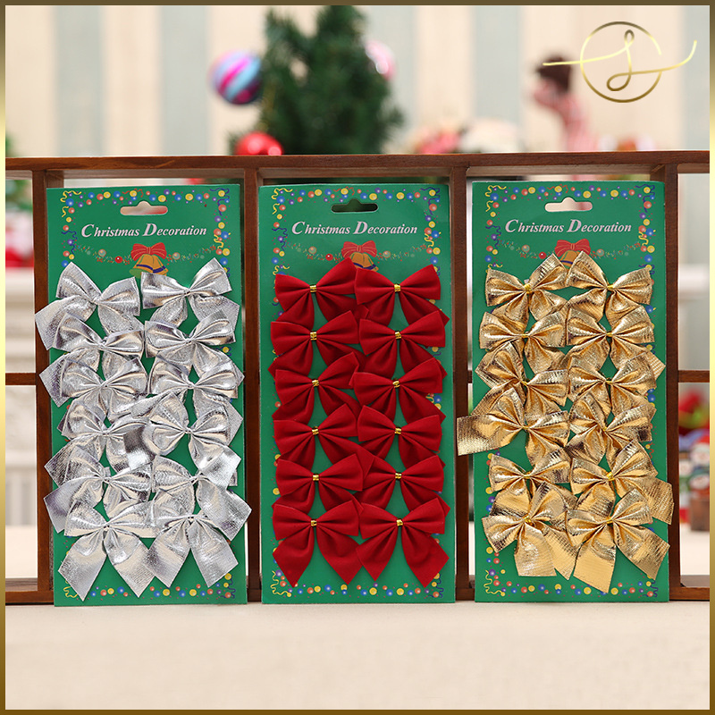 りぼん12個セット ワイヤータイ付き クリスマスツリー オーナメント デコレーション 飾り 小物 装飾