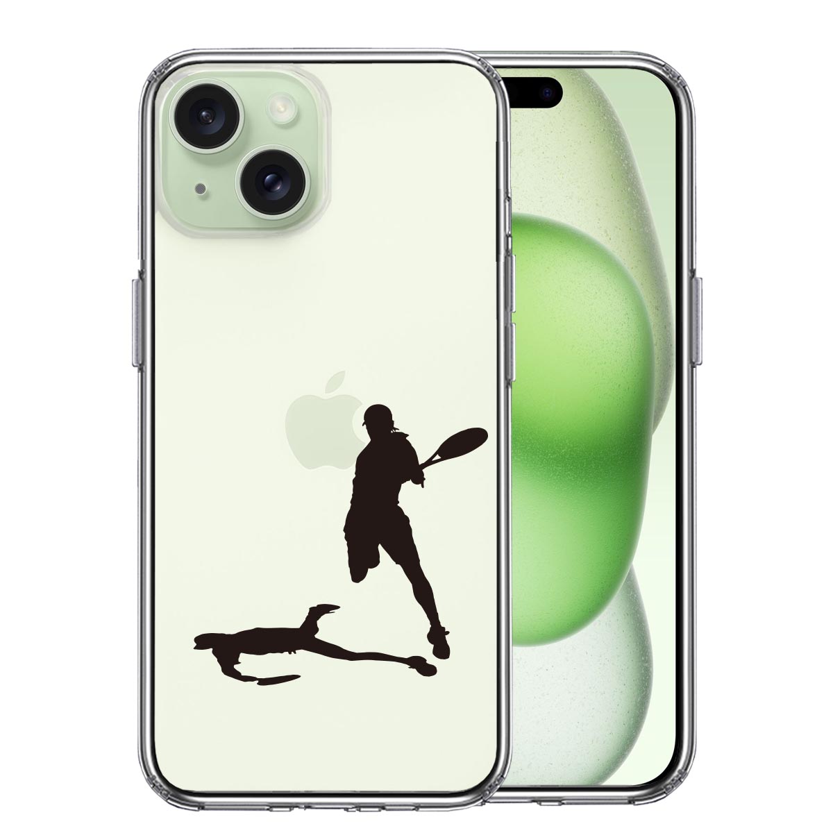 iPhone15 側面ソフト 背面ハード ハイブリッド クリア ケース テニス スマッシュ