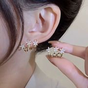 3つの小さな花の耳の列シンプルなハンドセット韓国スタイルのイヤリングイヤリングs925スターリングシ