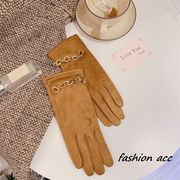 レディース手袋 　韓国ファッション　秋冬　チェーン　スマホ対応　スエード