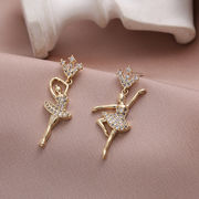 925銀針 バレエイヤリング ダイヤモンドイヤリング 韓国ファッション 女性のイヤリング