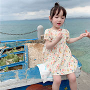 ガールズドレス2022夏の子供用韓国花柄スカート子供用ドレスプリンセスドレスルーズスカート