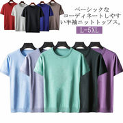 ニットセーター 半袖 メンズ トップス サマーニット サマーセーター ニットTシャツ クル