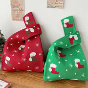 【バッグ】レディース・毛糸編みのバッグ・クリスマスバッグ・手編みバッグ・3色
