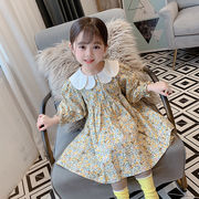 【KID】韓国風子供服 ベビー服 　女の子　ベビー服　ワンピース　肩フリル　花柄