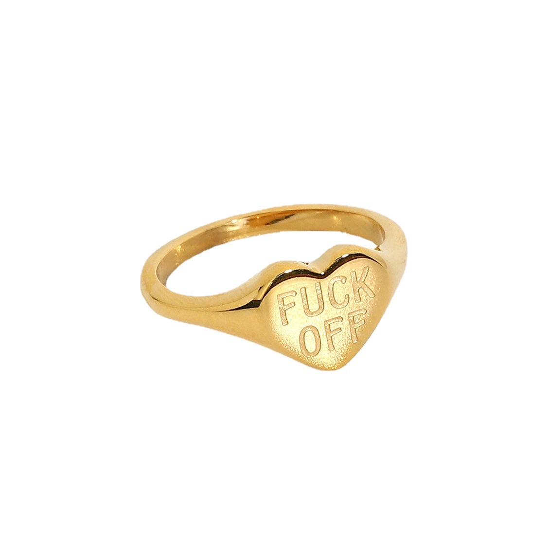 【SALE】ハイジュエリー◆PDPAOLA 18kシェル風ハートリング◆LV 18Kゴールド ステンレスのリング FUCK OFF ハート型のリング