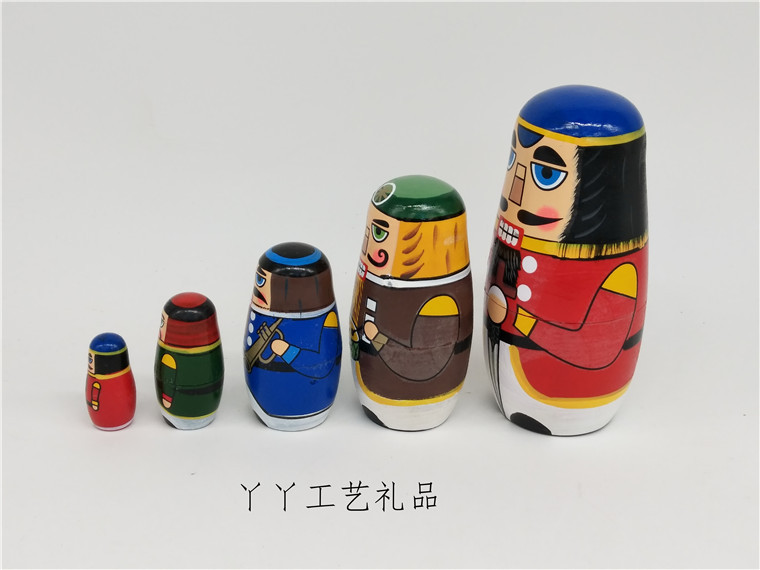 5層 くるみ割り人形 マトリョーシカ くるみ男 木製 工芸品