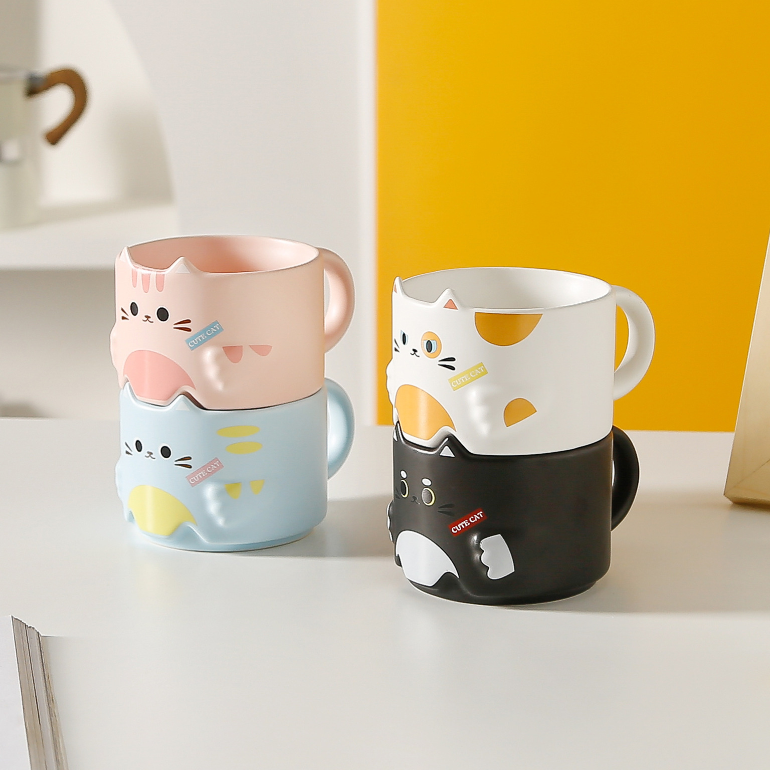 1個 かわいい 猫柄 セラミックマグ 食器 カップ コーヒーカップ