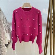 ニットトップス　パールセーター　韓国ファッション　レディース　デザイン　全6色