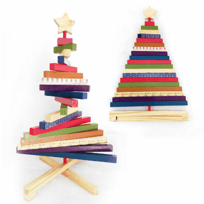 Christmas限定 おもちゃ玩具 卓上 Xmas サンタ 木製 DIY クリスマスツリー 積み木ツリー 30cm 装飾