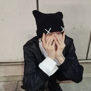 ニット帽子　ニットキャップ　猫耳　レディース　韓国ファッション　デザイン　秋冬