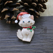 ブローチ　クリスマス　猫　アクセサリー　レディース　ファッション　デザイン　プレゼント