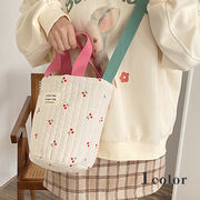 キルティングトートバッグ　さくらんぼ　デザイン　レディース　韓国ファッション
