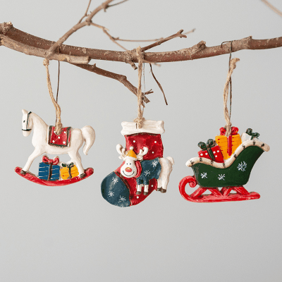 Christmas限定 おもちゃ クリスマス用品 ストラップ  掛け飾 サンタ 樹脂 鹿 靴下 橇 クリスマス飾り