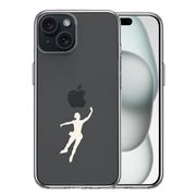 iPhone15 側面ソフト 背面ハード ハイブリッド クリア ケース フィギアスケート 女子 ホワイト