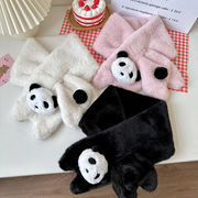 ファーマフラー　デザイン　韓国ファッション　レディース　全3色　秋冬　もこもこ　panda　パンダ