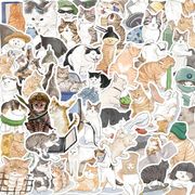 53枚/セット 新作 かわいい 猫のステッカー 動物アクセサリー 猫雑貨 装飾品 防水 漫画の猫柄 手帳用シール