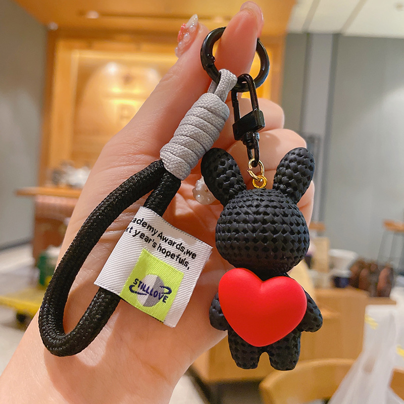 6色 うさぎのキーホルダー ハート型のウサギ ファッション