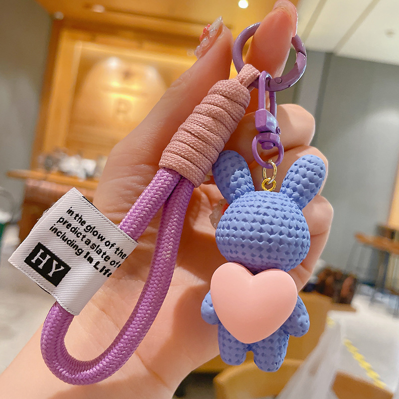 6色 うさぎのキーホルダー ハート型のウサギ ファッション