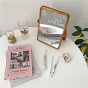 INS新作  韓国ファッション  卓上ミラー   化粧鏡  木質  折り畳み式の鏡   創意撮影装具