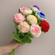 ins 母の日 誕生日 写真 お花 編み物 インテリア 花束 ニット 装飾 撮影道具 バラ  10色