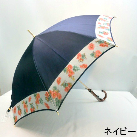 【日本製】【雨傘】【長傘】甲州産ホグシ織フラワーライン柄日本製軽量金骨ジャンプ傘