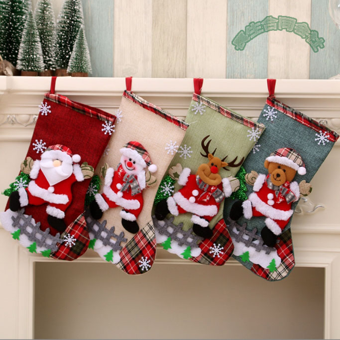 クリスマス用品 クリスマス靴下 小物入れ ラッピング プレゼント入り 4色展開
