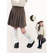 2023新作 韓国風子供服 キッズ 女の子 二重になったレトロなチェックプリーツスカート 90-150cm