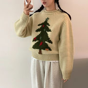 クリスマスニットセーター　デザイン　レディース　韓国ファッション　クリスマスツリー