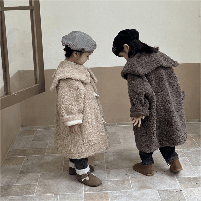 秋冬 韓国風子供服 ユニセックス モコモコボアコート ボアジャケット アウター 厚手上着 エコファー 80-150