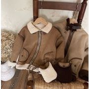 秋冬新作 韓国風子供服   ベビー服 トップス    コート  裹起毛  ジャケット  バッグ付き  2色