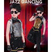ジャズダンス衣装 セットアップ スパンコール ダンス衣装 男の子 演出服 小学生 ヒップホップ