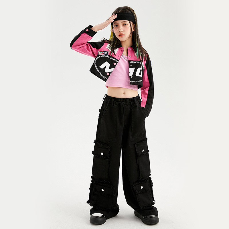 ストリート ダンス 子供 服 ヒップホップ パンツ セット ベスト 男の子 女の子 ステージ カラフル パフォーマンス 長袖