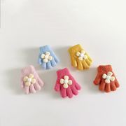 ★全5色★　子供手袋　可愛いお花付き　裏起毛　キッズニットグローブ　韓国キッズファッション