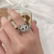 立体 猫の指輪 猫のアクセサリー   かわいい猫のリング   フリーサイズのリング