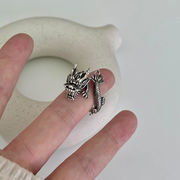 立体 レトロ 中国風 龍の指輪 新年アクセサリー 東洋龍 中国龍 メンズリング フリーサイズのリング