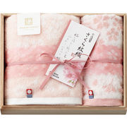 今治謹製　さくら紋織　桜染め　フェイス・ウォッシュタオルセット（木箱入）ＳＭ２２２５