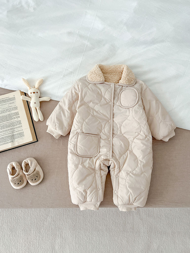 ロンパース 冬 秋 中綿 もこもこ 暖かい 厚手 男の子 女の子 かわいい ベビー 赤ちゃん ベビー服