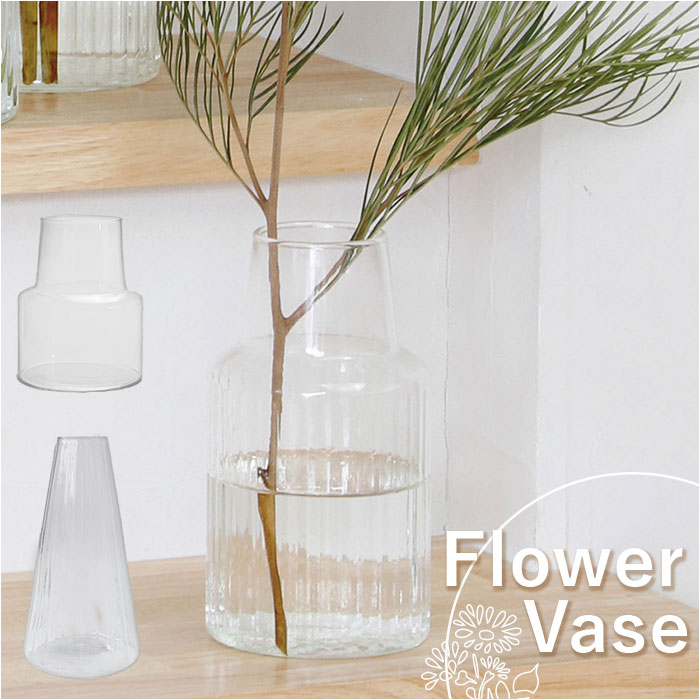フラワーベース リサイクルガラス 花瓶 ガラス 透明 花器 ガラス製 再生ガラス リューズガラス お