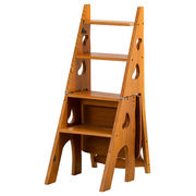 チェア　椅子　インドアチェア　室内用　ハシゴ　物置台　ロック付き　木目　頑丈　多目的　多機能