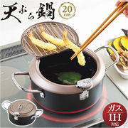 天ぷら鍋 蓋付き 20センチ 食彩亭 バット フタ付き 鍋 20cm IH対応 揚げ鍋 フライヤー