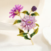 花のブローチ レディースコサージュ ファッション ペイント 滴釉 菊のブローチ