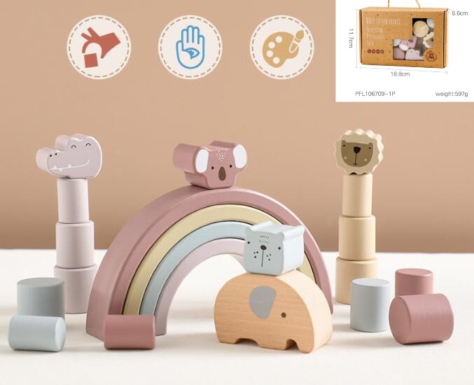 子供用品 知育玩具 おもちゃ・ホビー 遊びもの　木製　小象平衡おもちゃセット