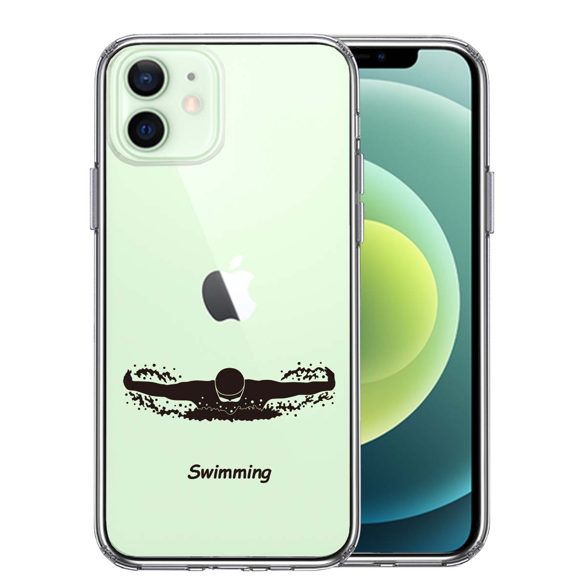 iPhone12mini 側面ソフト 背面ハード ハイブリッド クリア ケース 水泳 スイミング