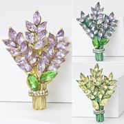 3色 クリスタル 麦ブローチ  植物 花 花束のブローチ コサージュ ピン バラのアクセサリー