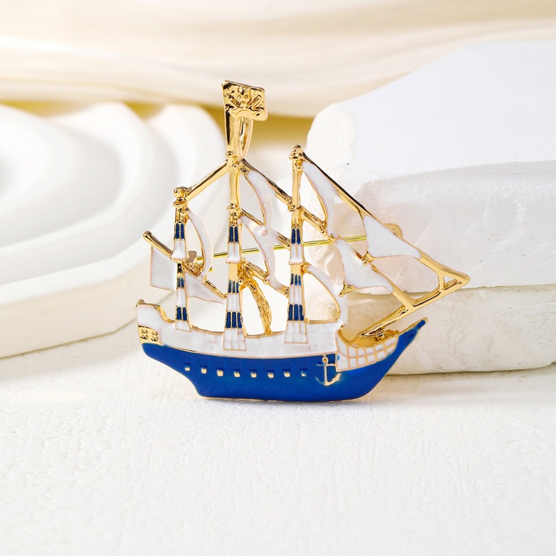 釉薬 帆船ブローチ エナメル 船コサージュ 女性 ファッション衣料品アクセサリー