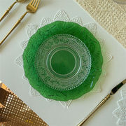 オシャレの幅が広がる ラーメン皿 レトロ エンボス 円形皿 食パン 食器 ガラス皿 業務用 フルーツサラダ皿
